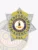 Six-pointed silver metal badge with prominent gold panels and a circle banner that reads “VA” above, “BAIL ENFORCEMENT AGENT” surrounding the center, and “USA” below, designed for bail enforcement agents with a safety pin.