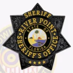 Vintage Sheriff 7 Point Star Badge with Laurel Motifs, 4 Text Panel, 2 Ribbon Panels, Classic Edge view 4