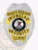 This elegant silver custom metal badge for security supervisors showcases gold panels, prominently displaying "SECURITY SUPERVISOR" at the top in bold black text. Below, "IRONCLAD" is highlighted in gold, surrounding a central emblem depicting Illinois's state seal. The badge features intricate eagle wing designs and is secured with a dependable safety pin attachment to ensure it remains securely in place.