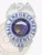 Bail enforcement agent badge made of polished silver metal featuring a silver eagle perched atop, blue text "Bail Enforcement Agent" encircling the Alaska state seal, with "AK" at the bottom, fastened by a safety pin attachment.