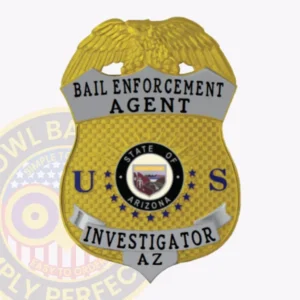 Eagle-Top Shield · Gold bail enforcement badge