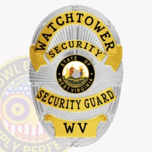 Oval · Gold security guard badge