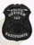 Matte black metal badge with an eagle emblem crowning the shield, displaying white text "POLICE OFFICER" at the top, officer number "145" inside a central oval, and "EASTPOINTE" across the lower section, a custom black eagle top metal badge for Eastpointe Police Dept. equipped with a safety pin for secure attachment.