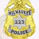 Classic Shield Badge with Eagle Top, 6 Pointed Star Center, 3 Text Panels, Laurel Edge view 5