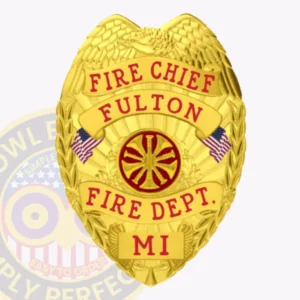Eagle-Top Shield · Gold firefighter badge