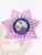 Custom BCAM pink 7-point star metal badge for Fugitive Recovery Agents featuring the State of Florida seal in the center and safety pin attachment on the back.