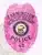 Pink Farmington Police Detective Sergeant badge made from metal, showing a detailed eagle design at the top, bold black lettering including "FARMINGTON DETECTIVE SERGEANT" and "POLICE 45," and the official State of Maine seal in the center, equipped with a safety pin for secure attachment.