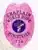 Bright pink Police Chaplain badge for World Hope Ministries, designed with a pink eagle atop, matching pink background, black text around a patriotic cross emblem, and badge number "738," equipped with a safety pin for secure fastening.