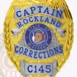 Modern Corrections Shield with Eagle Top, Laurel Accents, 4 Ribbon Text Panels, Reef Border Badge view 4