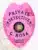 Bright pink metal badge for Alabama private detective C. Rosa, with an eagle design at the top, clear black lettering including “PRIVATE DETECTIVE” and the badge number “5823343,” centered around the Alabama Great Seal and two American flags, equipped with a safety pin.