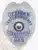 Silver custom corrections badge for Ventura County Officer with an eagle figure at the top, blue lettering on silver panels, central Arizona state seal, badge number 985, and safety pin backing.