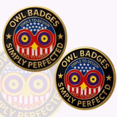 Customized challenge coins owl badges