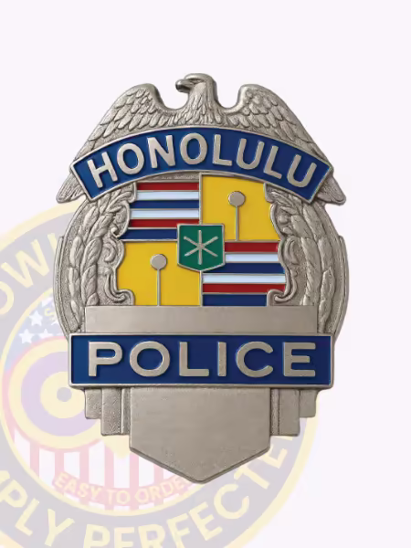 Honolulu police badges in silvercolor