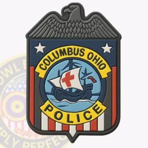 Eagle-top shield with a sailing ship, stars and stripes, reading Columbus Ohio Police PVC patch