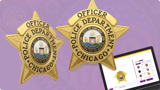 Gold Chicago Police Department Badge with emblem