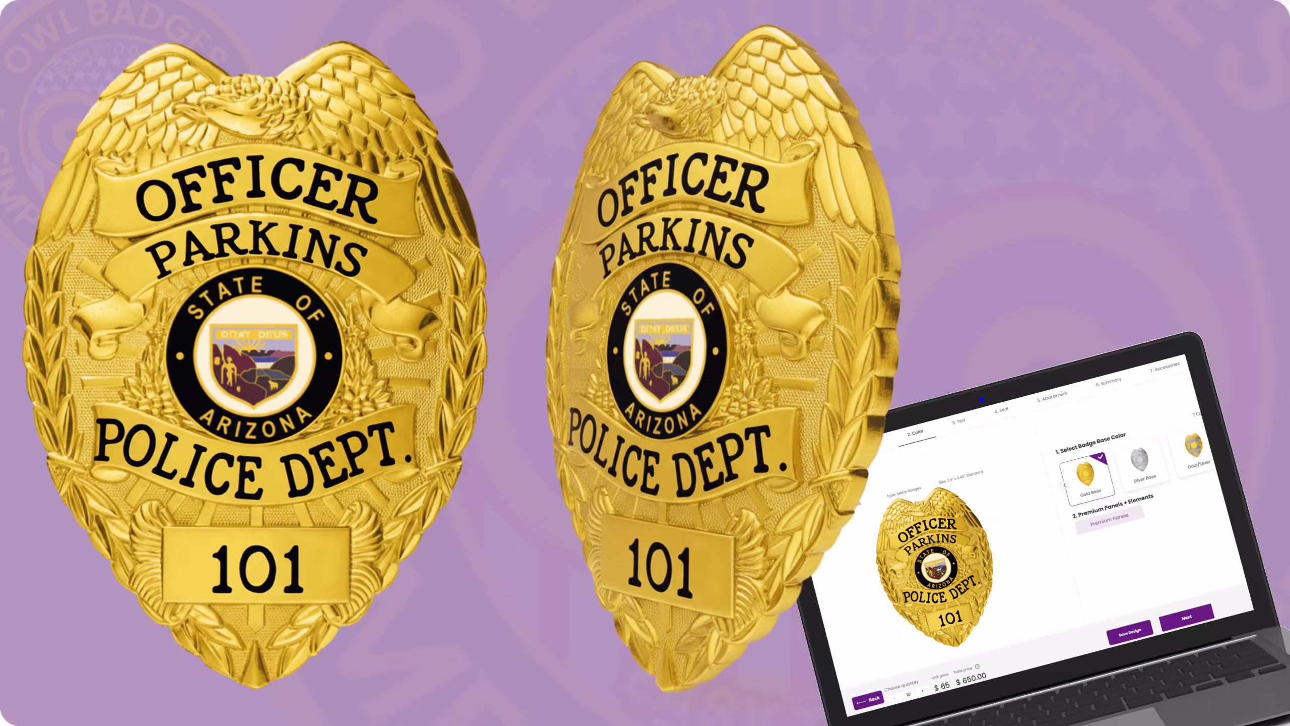 Custom cops badges in gold color
