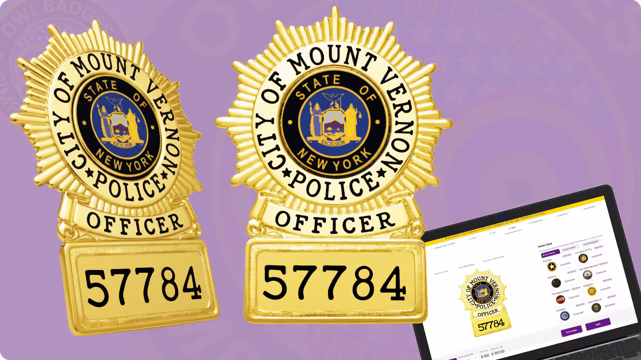 New york city police badges of two police badges with numbers