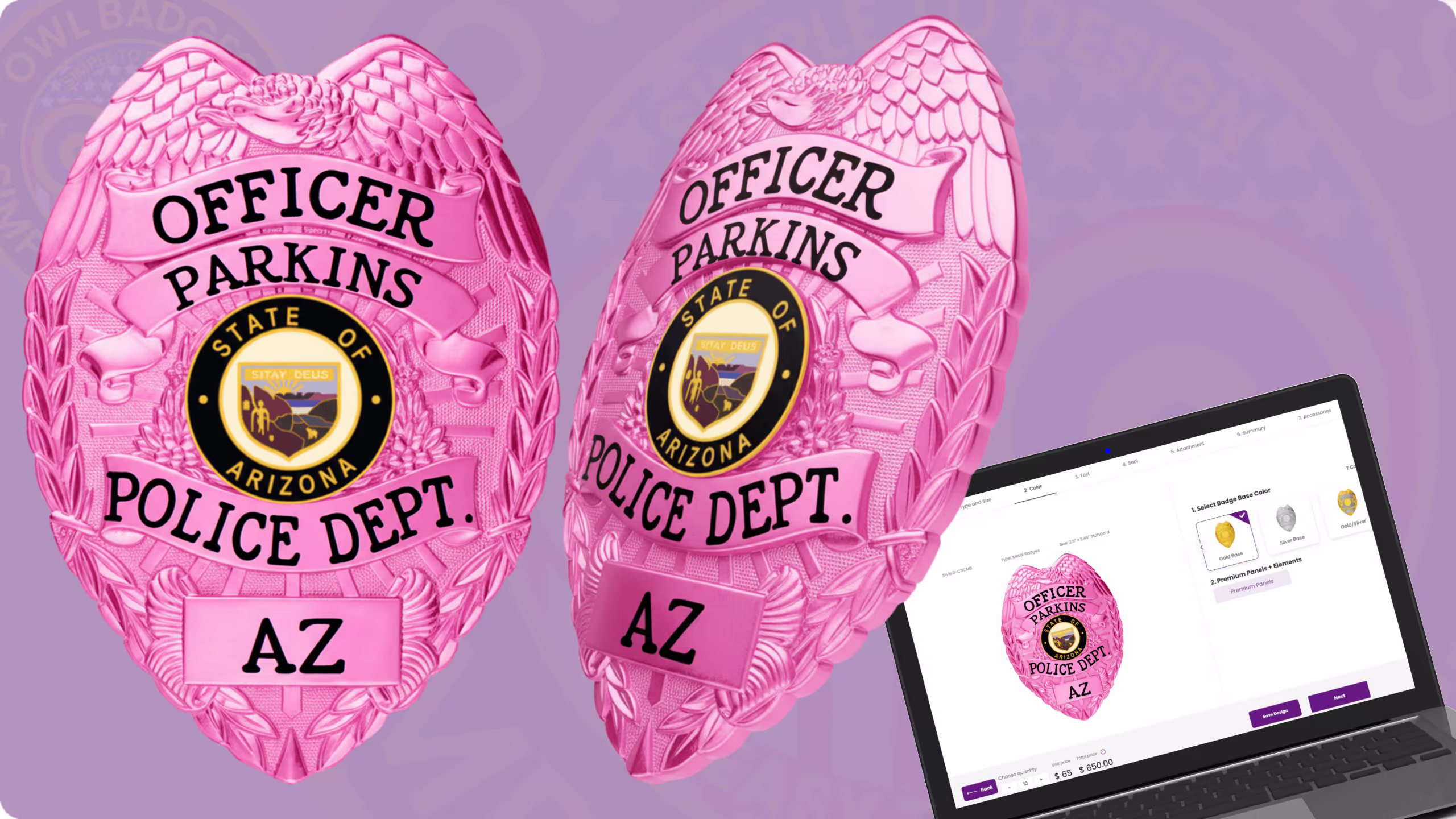 Pink police badges for officers and police departments