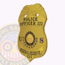 Federal Eagle Top Shield Badge Side. Gold federal police badge with eagle emblem