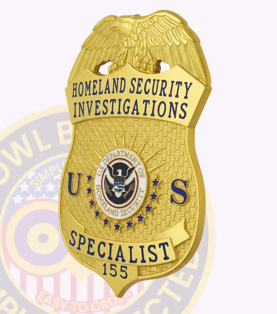Gold badge for Homeland Security Specialist Federal Agences