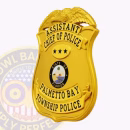 Assistant Chief of Police Eagle Top Side. Side view of a gold eagle top badge for an assistant chief of police