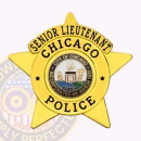Chicago Police Badge Side. Side view of 5 point star Chicago Police Badge in gold.
