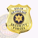 Eglin Air Force Base Security Forces Front. Front view of an Eglin Air Force Base Security Forces gold badge.