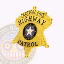 Highway Patrol Tactical Unit 6 Point Star Badge Side. Side view of a gold 6 point star badge for Highway Patrol Tactical Unit.