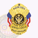 Marine Corps Base Camp Pendleton Security Forces Front. Front view of a Marine Corps Base Camp Pendleton Security Forces gold badge.