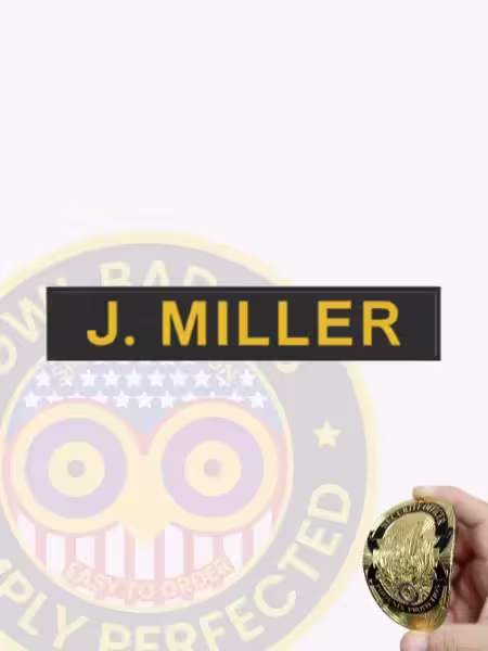 NT700-1 Name Tape Flex Patch Front. Front view of a Flex Name Tape for J. Miller