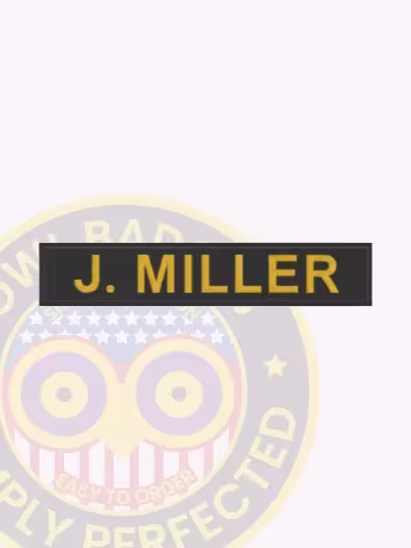 NT700-1 Name Tape Woven Front. Front view of a Woven Name tape for J. Miller.