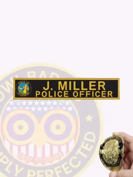 NT700-2L Name Tape Flex Front. Front view of flex name tape for police officer with California state seal.