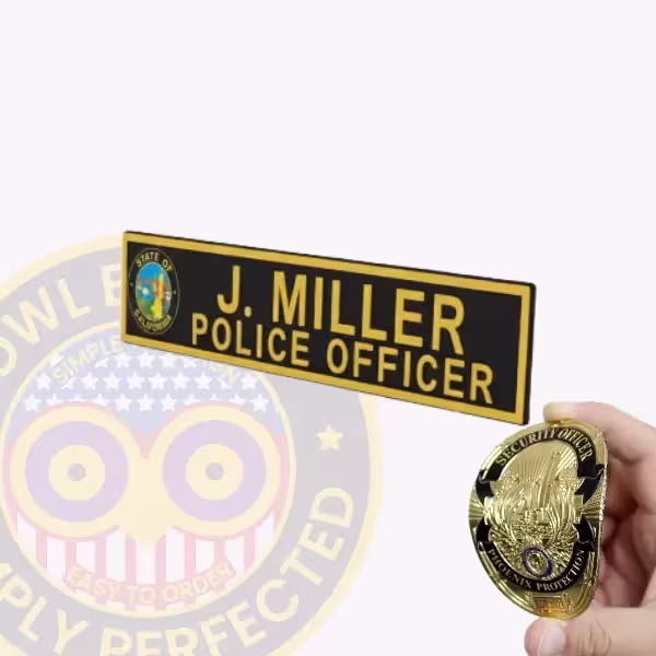 NT700-2L Name Tape Flex Side. Side view of flex name tape for police officer with California state seal.