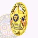 Nellis Air Force Range Security Forces Side. Side view of a Nellis Air Force Range Security Forces oval badge in gold.