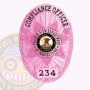 Pink Oval Badge for Corrections Front. Front view of an oval badge in pink for Prairie View Department of Corrections.