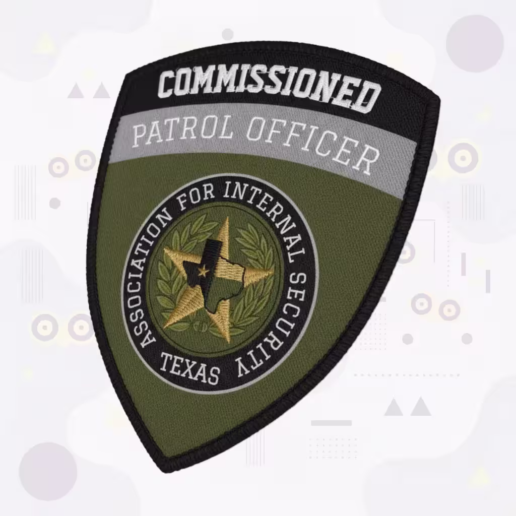 Olive and Black Shield Security Patrol Officer Embroidered Patch with Texas Star Emblem