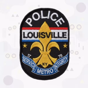 Police shoulder patch with a city emblem