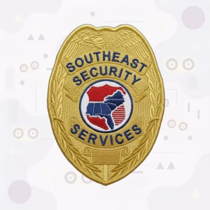Gold eagle-top badge-shaped embroidered patch