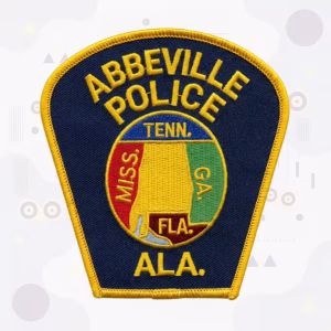 Abbeville Alabama Police Department Shield Patch with State Map embroidered patch