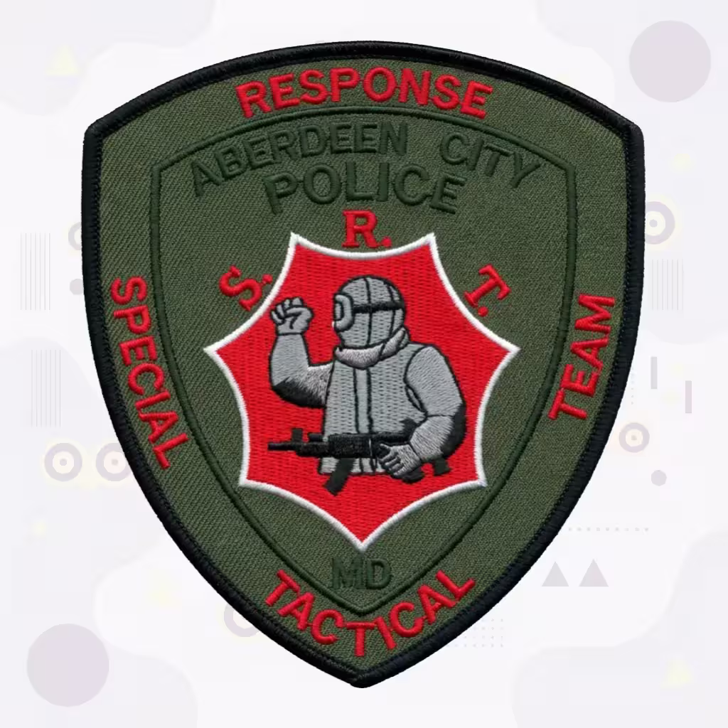 Aberdeen City Police Embroidered Patch with Subdued Tactical Knight Figure and Special Response Team