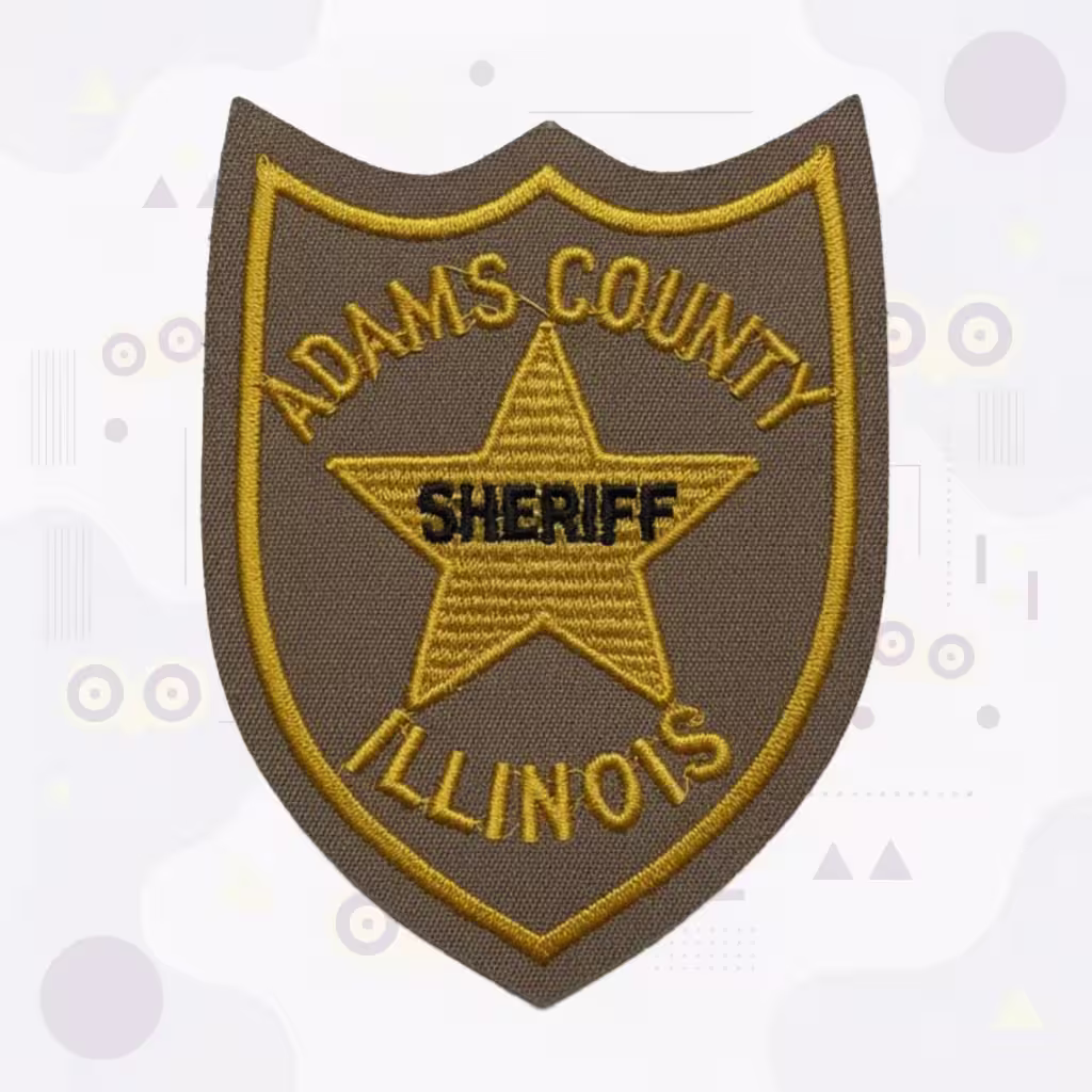 Adams County Embroidered Patch Tan Shield with Gold Five-Point Star and Sheriff Text