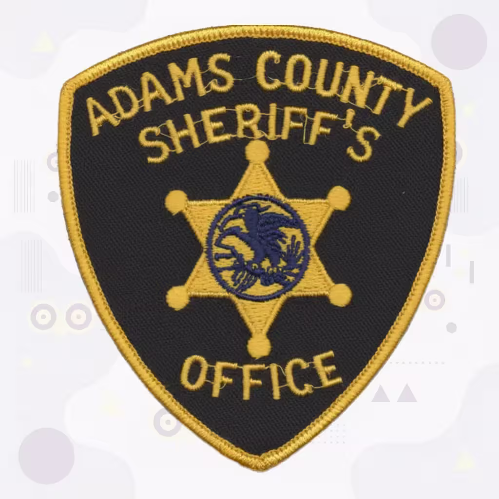 Sheriff Embroidered Patch Featuring Adams County Office Gold Six-Point Star and Illinois Seal