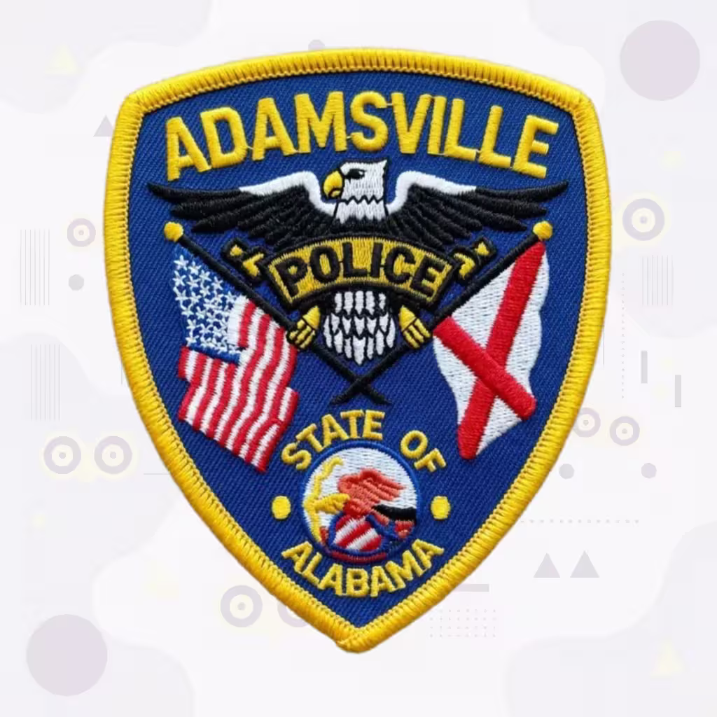 Blue Shield Police Embroidered Patch with Spread Eagle and Crossed Flags