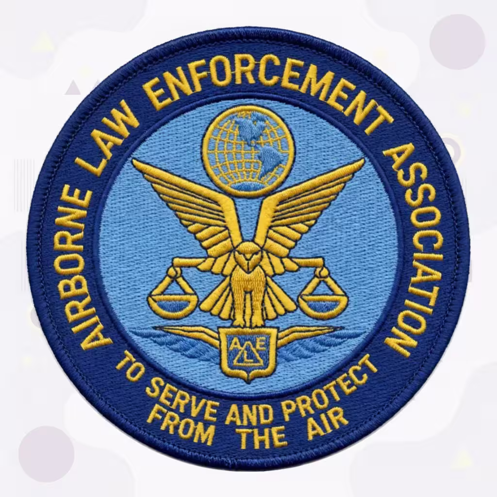 Law Enforcement Embroidered Patch Featuring Airborne Association Eagle Globe Scales and Serve from Air Motto