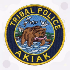 Akiak Tribal Police Alaska Bear and Salmon embroidered patch