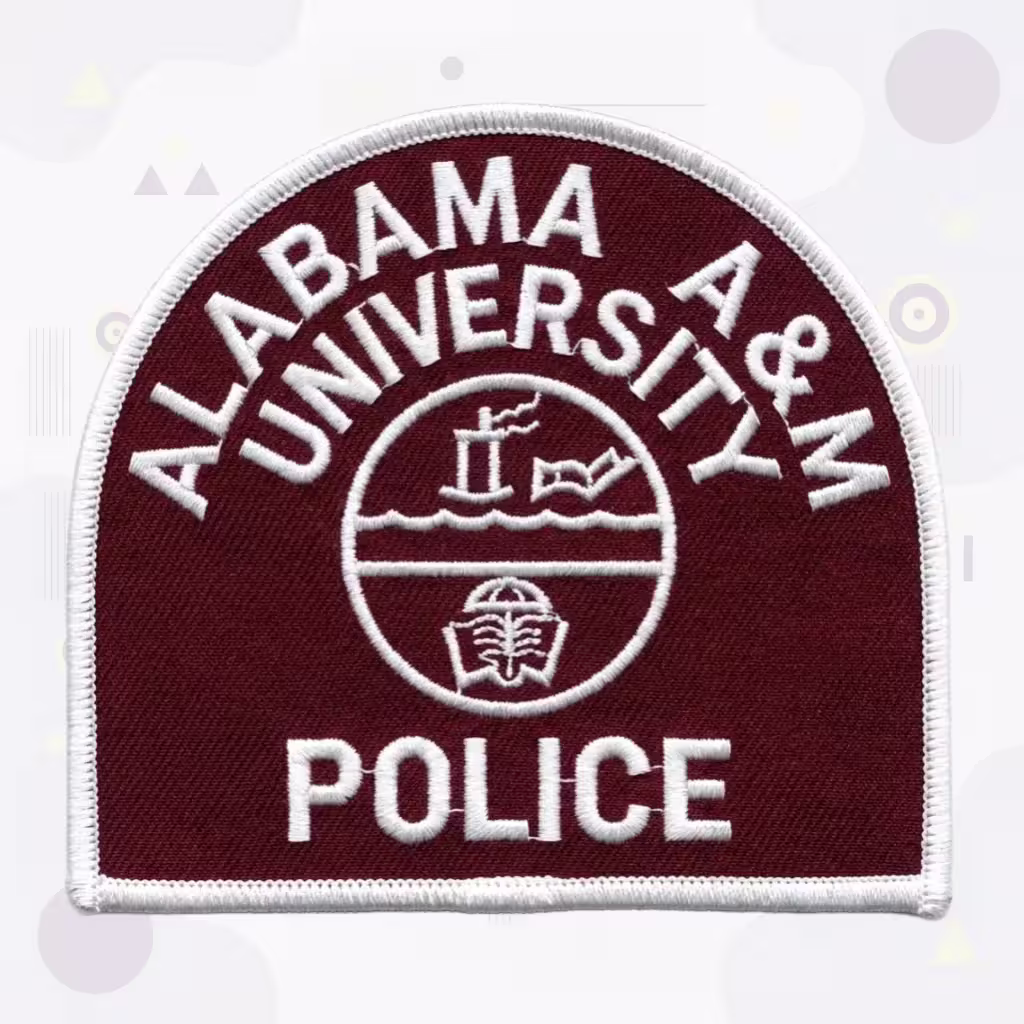 Maroon Arched Campus Police Embroidered Patch with University Seal