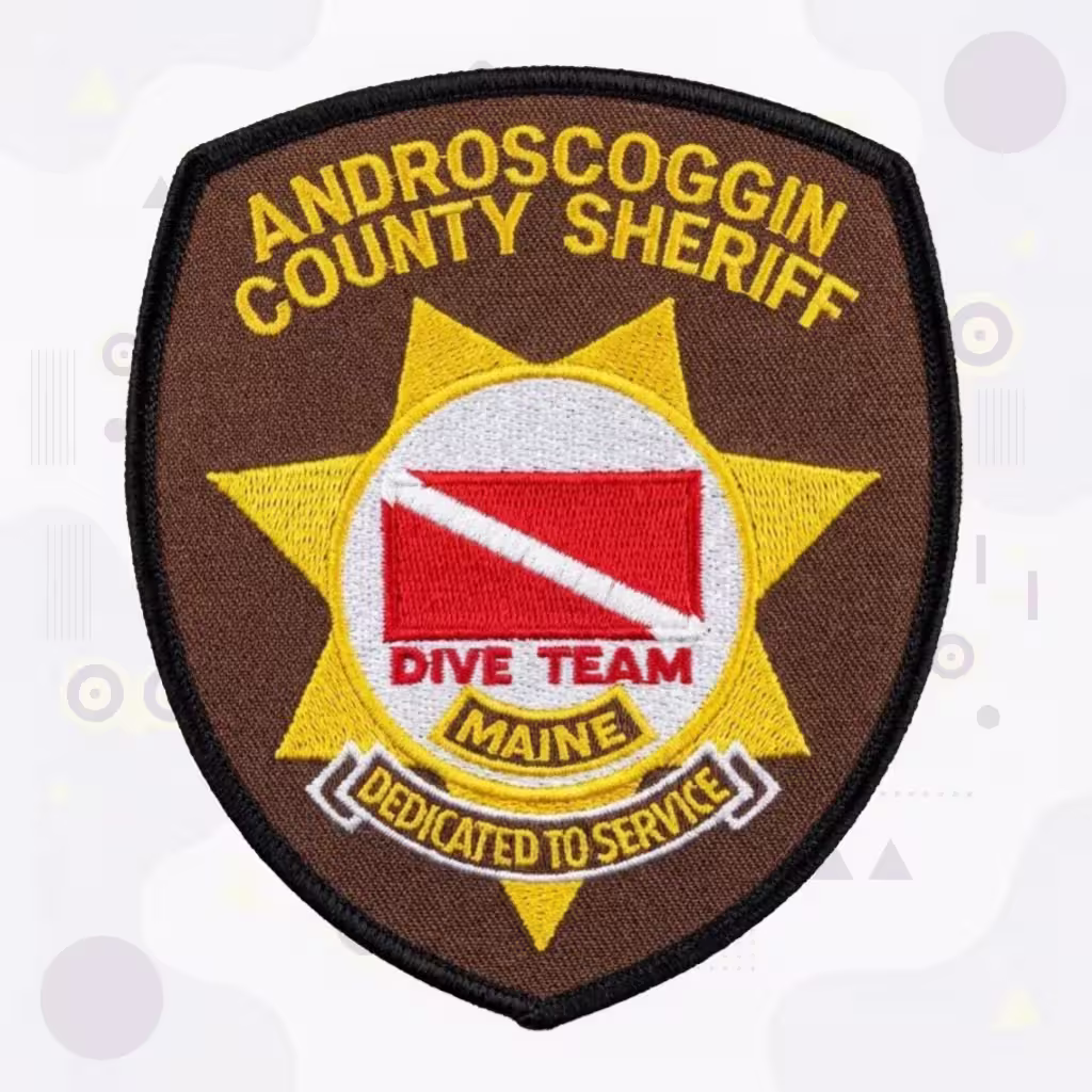 Sheriff Embroidered Patch Featuring Androscoggin County Maine Dive Team Star and Dedicated to Service Motto