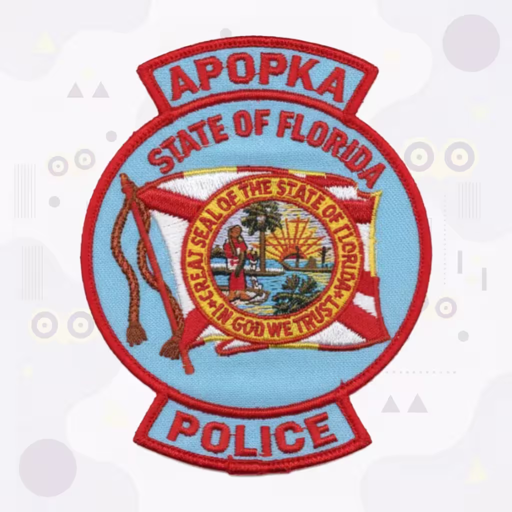 Round Police Embroidered Patch with Florida State Flag and Great Seal