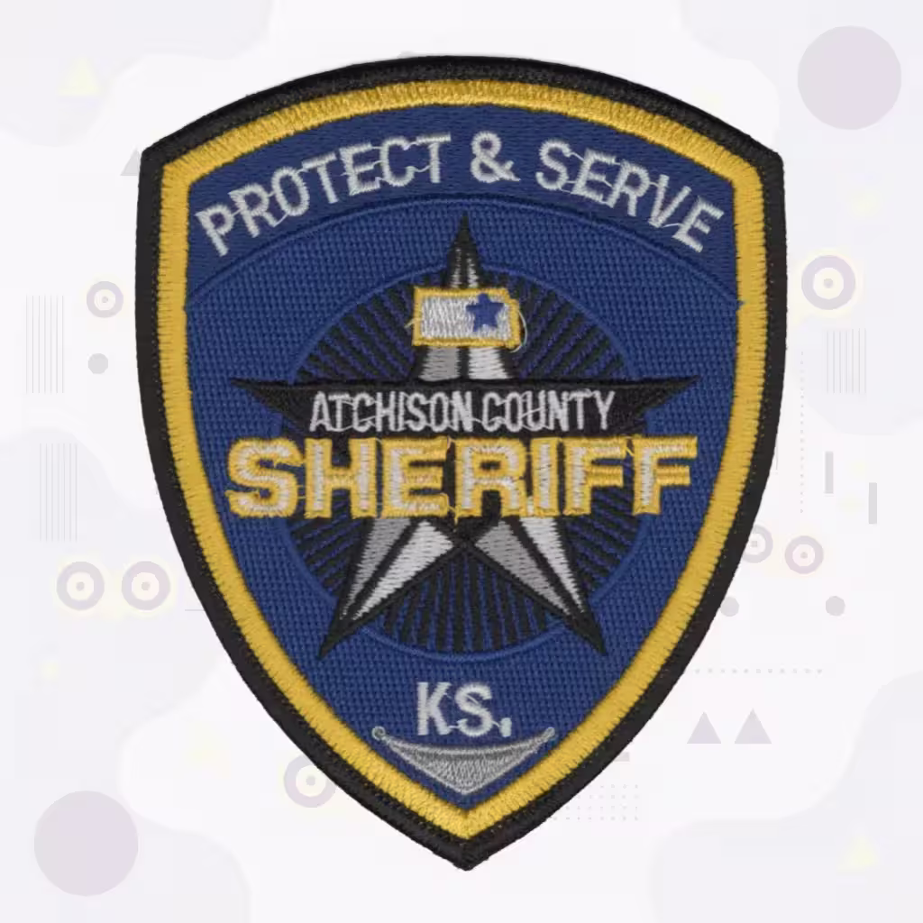 Atchison County Embroidered Patch Blue Shield with Five-Point Star and Protect and Serve Motto