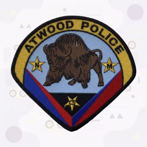Police shield patch with a charging buffalo